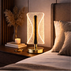 Lampă LED Decorativă 20.5cm, Model Cristal cu Efect Sclipitor, 3 Moduri de Lumină, Control Touch, Reîncărcabilă USB