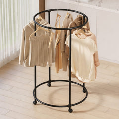 Stand Rotativ 130x75cm din Metal pentru Haine, pe Roți pentru Organizare, Diferite Culori