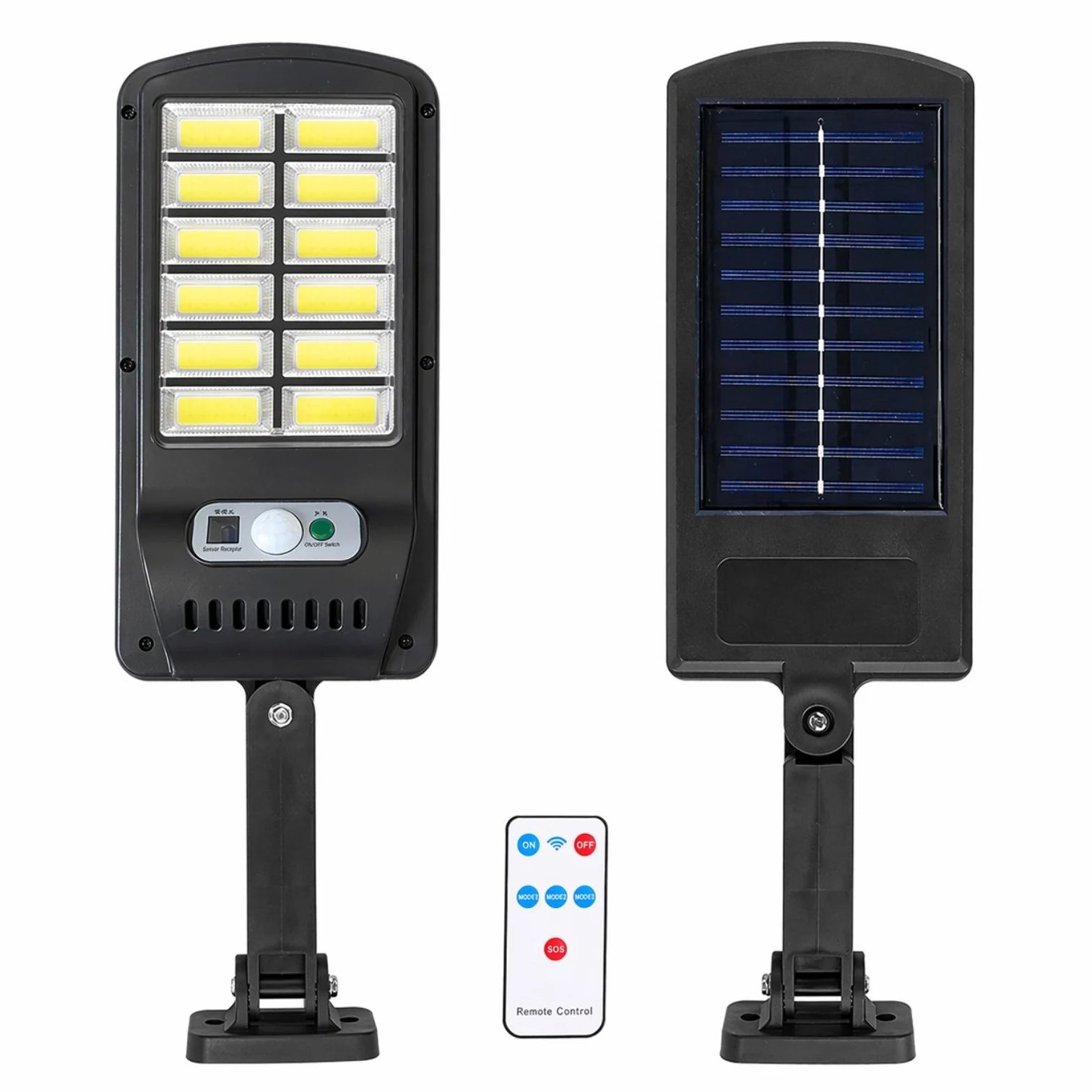 Lampă Stradala Solara LED 19.5×10cm, cu Panou Solar Integrat, Senzor de Mișcare și Telecomandă