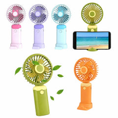 Ventilator Portabil cu Suport Telefon 19x9cm, USB, 3 Viteze, din Plastic, Diferite Culori