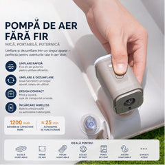 Pompa Electrica Portabilă 7.5x5cm, cu 3 Duze si Lumina LED, pentru Umflare și Dezumflare Rapidă, Diferite Culori&nbsp;