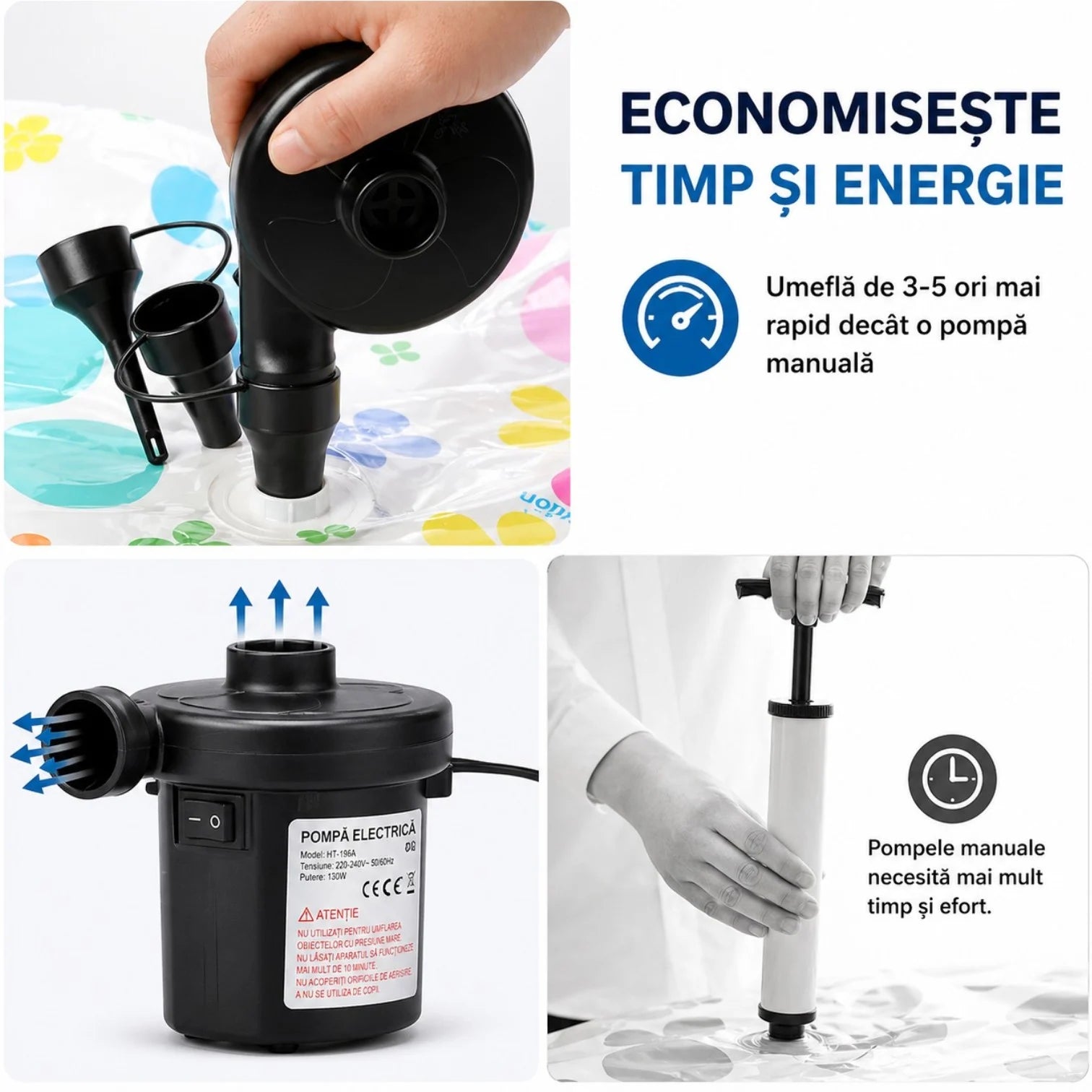 Pompa de Aer Electrica 10x12cm, pentru Gonflabile