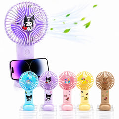 Ventilator Portabil USB 17.5cm, cu Suport Telefon, Stickere și Figurină, Diferite Modele Colorate