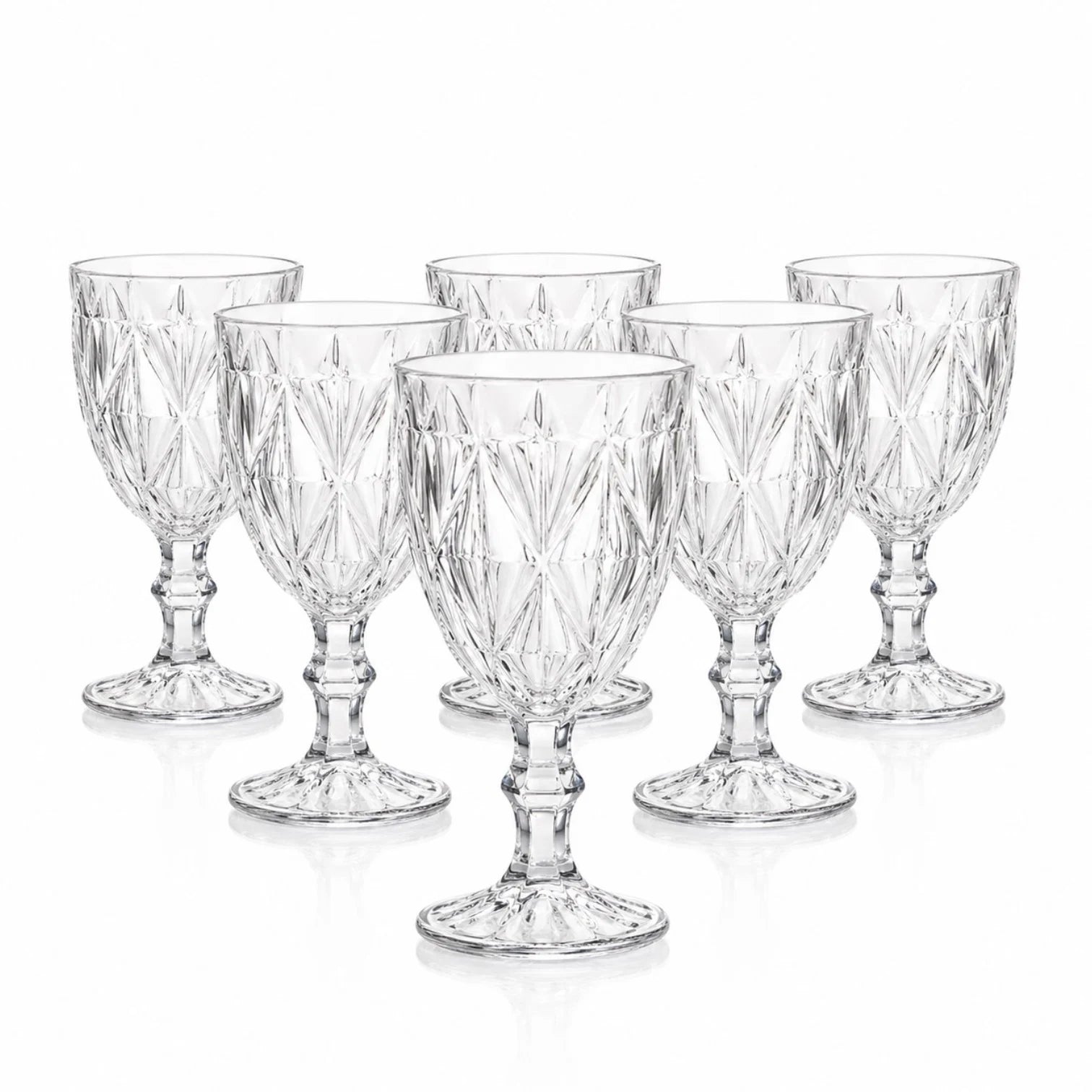 Pahar din Sticlă 6/set, cu Picior 17cm, Model Cristal