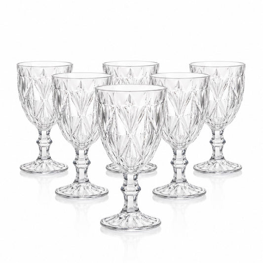 Pahar din Sticlă 6/set, cu Picior 17cm, Model Cristal