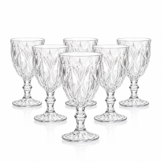 Pahar din Sticlă 6/set, cu Picior 17cm, Model Cristal