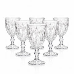 Pahar din Sticlă 6/set, cu Picior 17cm, Model Cristal