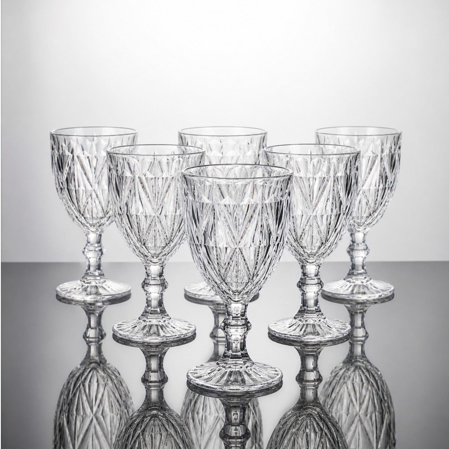 Pahar din Sticlă 6/set, cu Picior 17cm, Model Cristal
