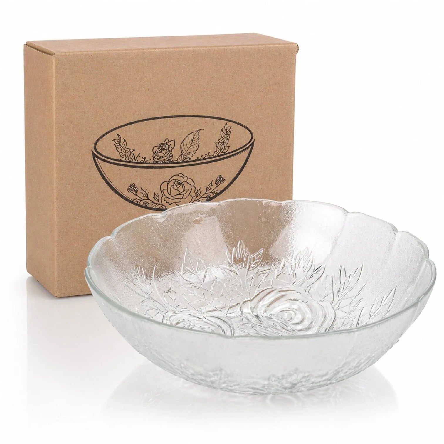 Bol din Sticlă 6/set, Model Floral 17x5cm