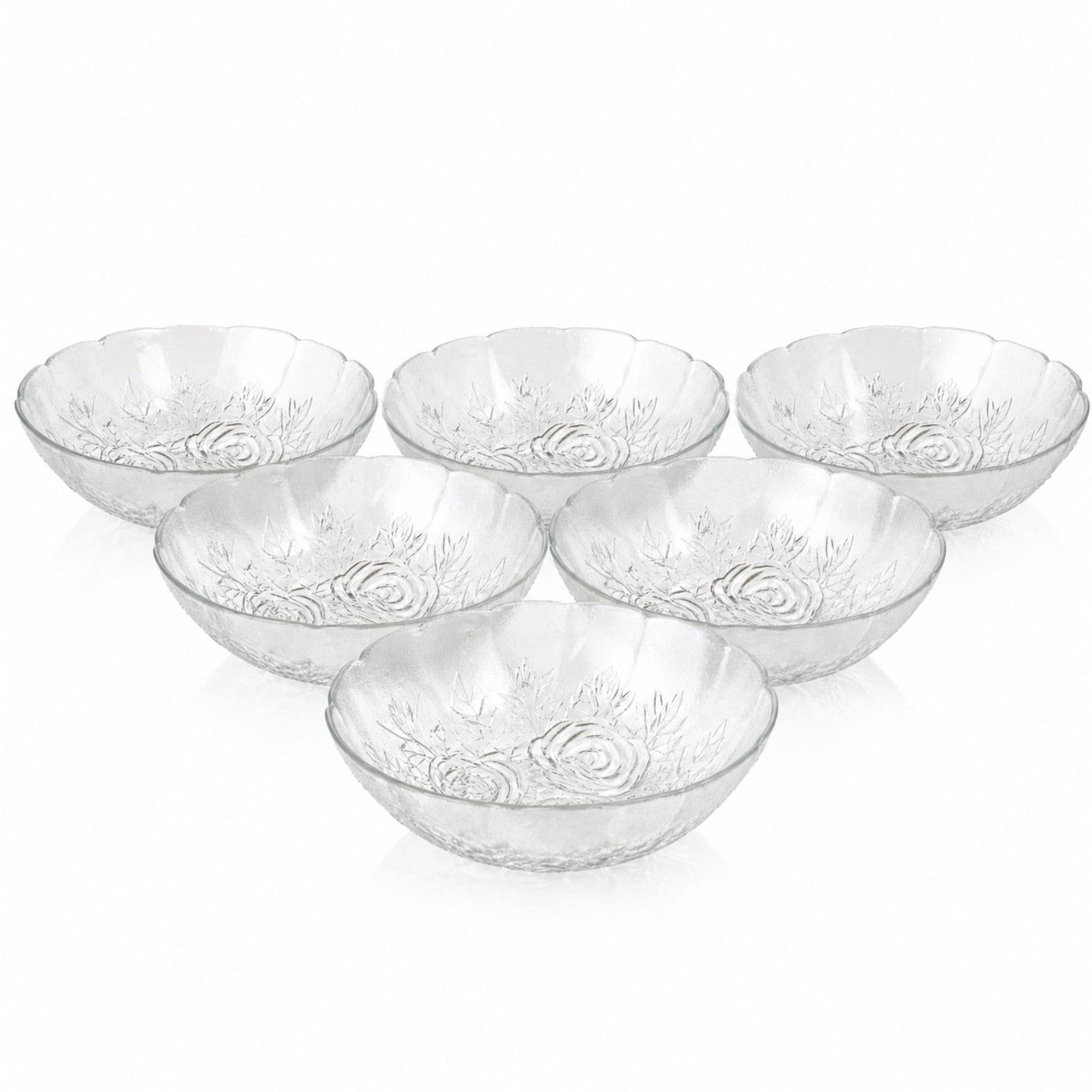 Bol din Sticlă 6/set, Model Floral 17x5cm