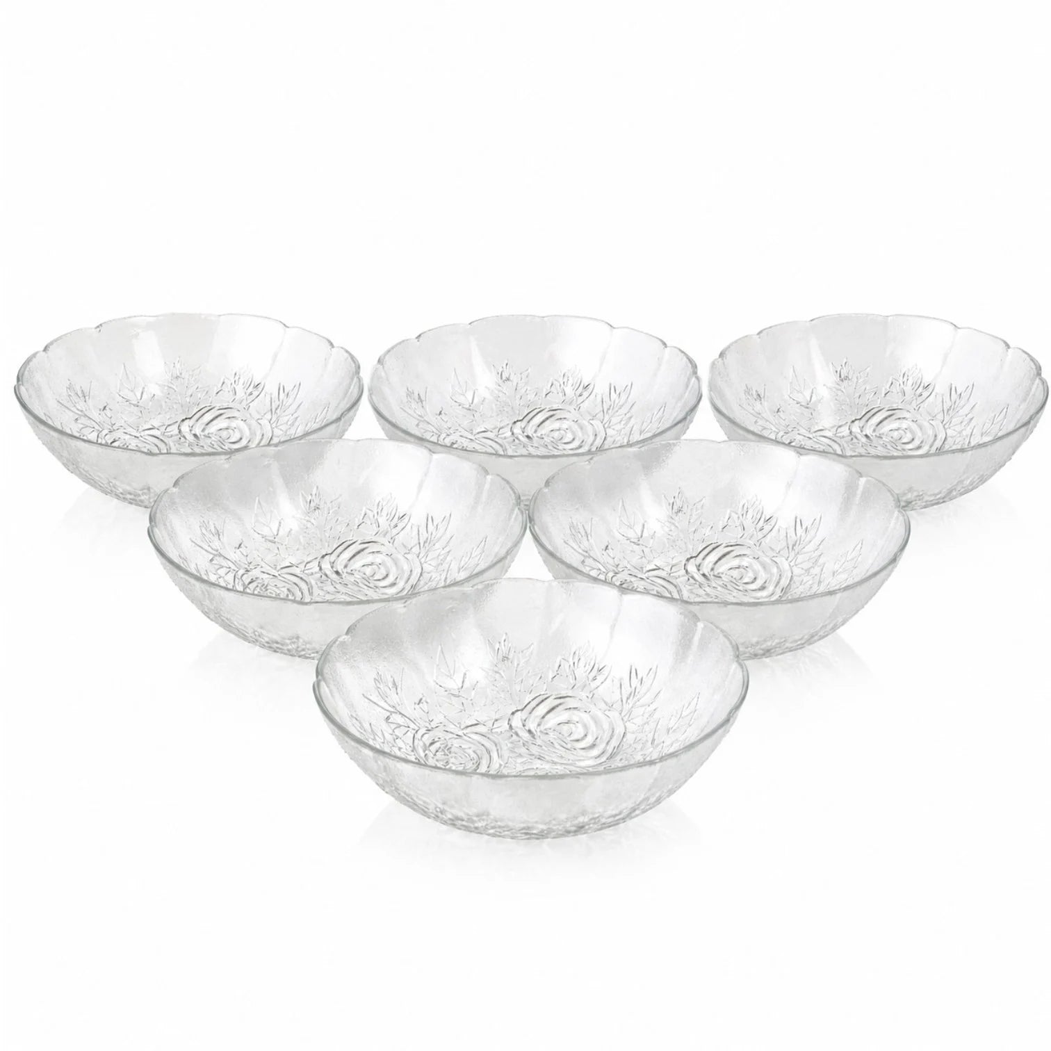 Bol din Sticlă 6/set, Model Floral 17x5cm
