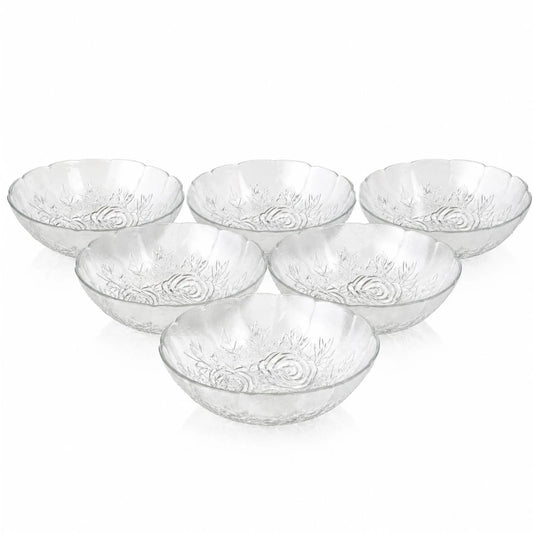 Bol din Sticlă 6/set, Model Floral 17x5cm