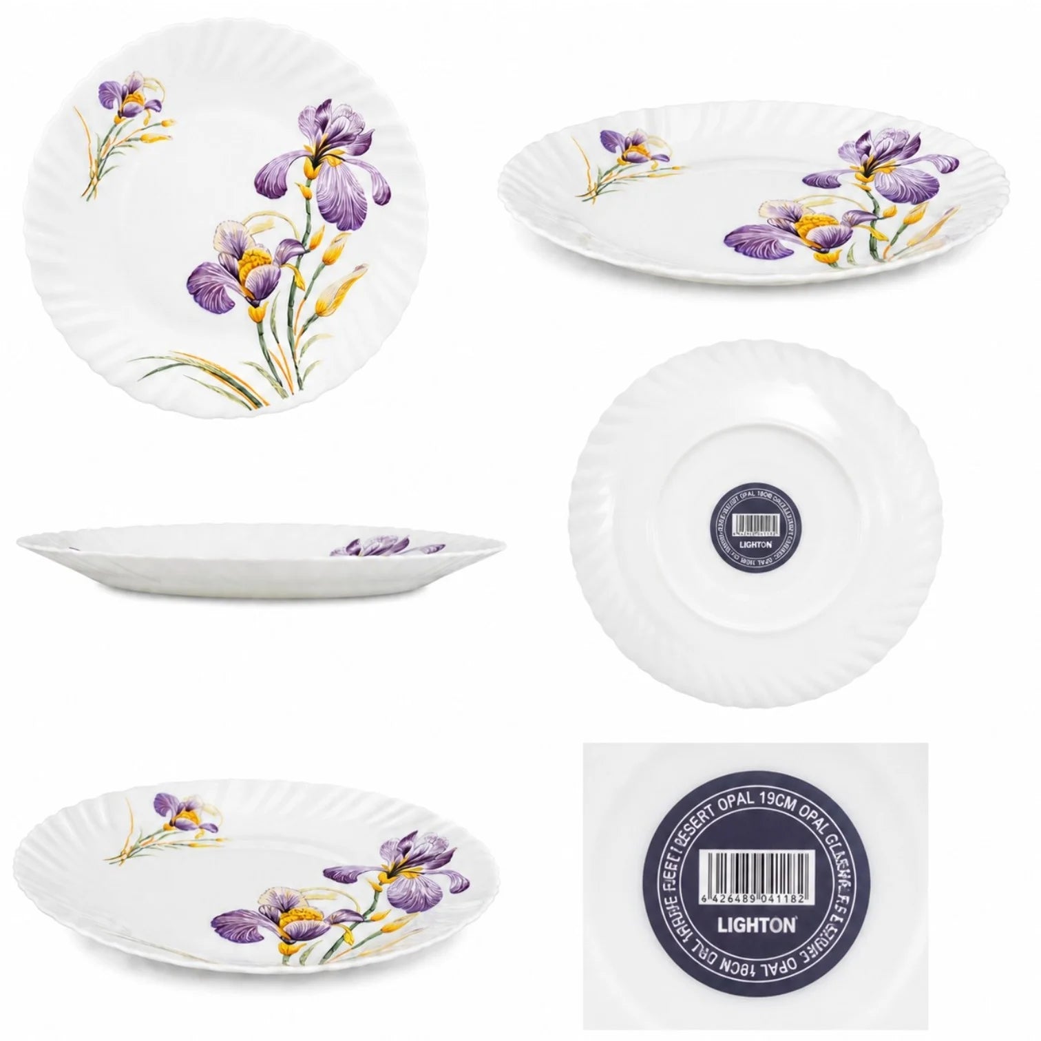 Farfurie din Opal 6/set, Model Floral 19cm
