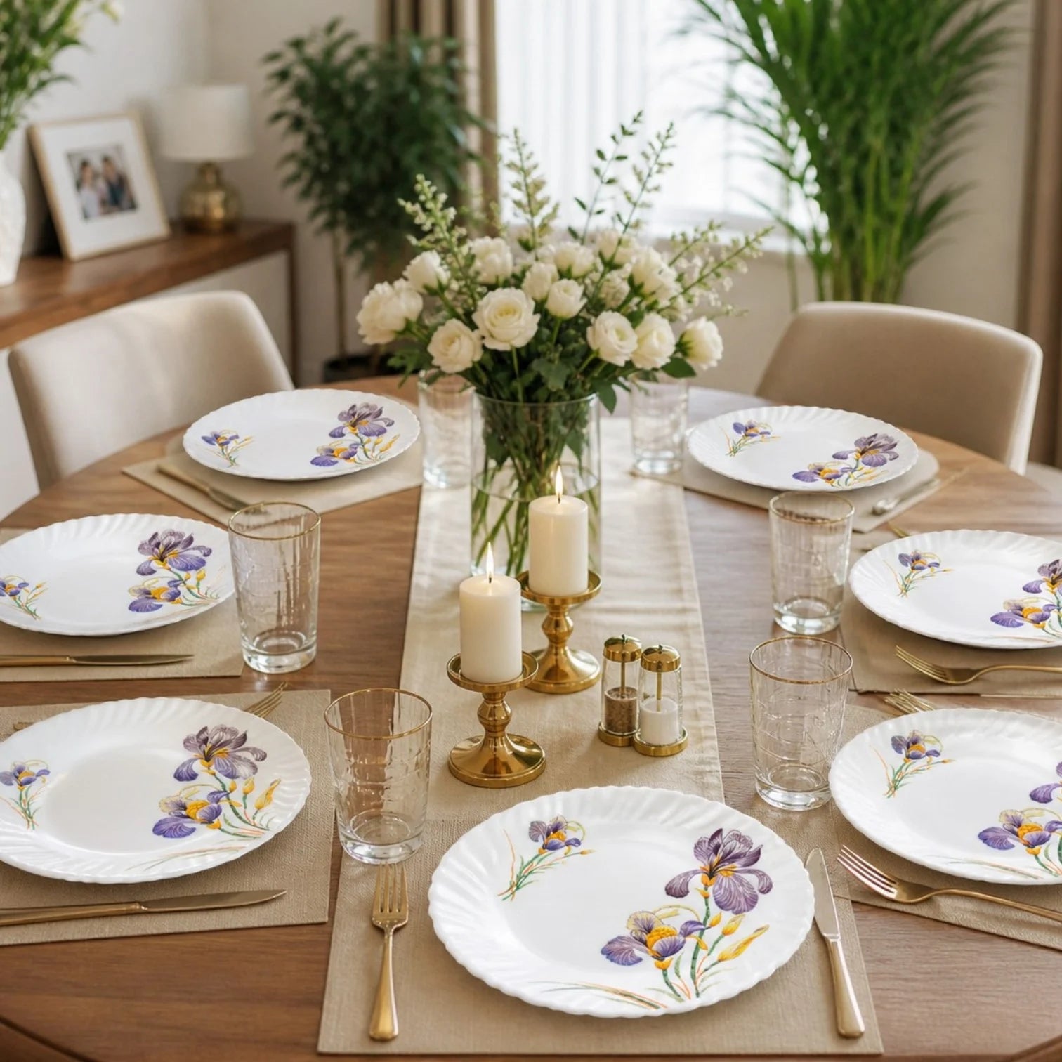 Farfurie din Opal 6/set, Model Floral 19cm