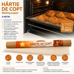Hârtie de Copt Maro 6m, Rola Antiaderentă pentru Cuptor