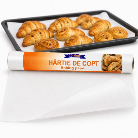 Hârtie de Copt Alba 20m, Rola Antiaderentă pentru Cuptor