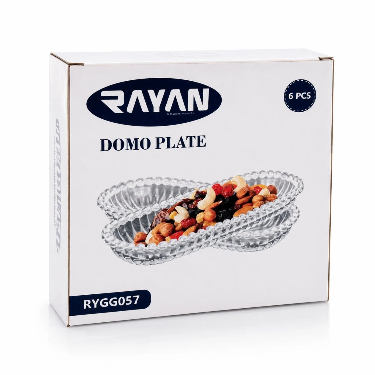 Platou Oval 14.5x6.5x2cm, din Sticlă 6/set, Model Embosat cu Margini Perlate, Transparent&nbsp;