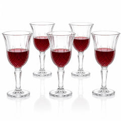 Pahar din Sticlă cu Picior 10cm, Model Cristal Embosat, 6/set Transparent