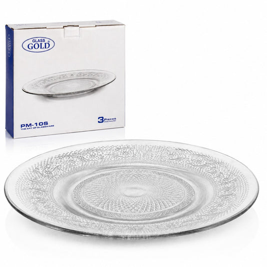 Farfurie Plată 25cm, din Sticlă 3/set, Transparenta