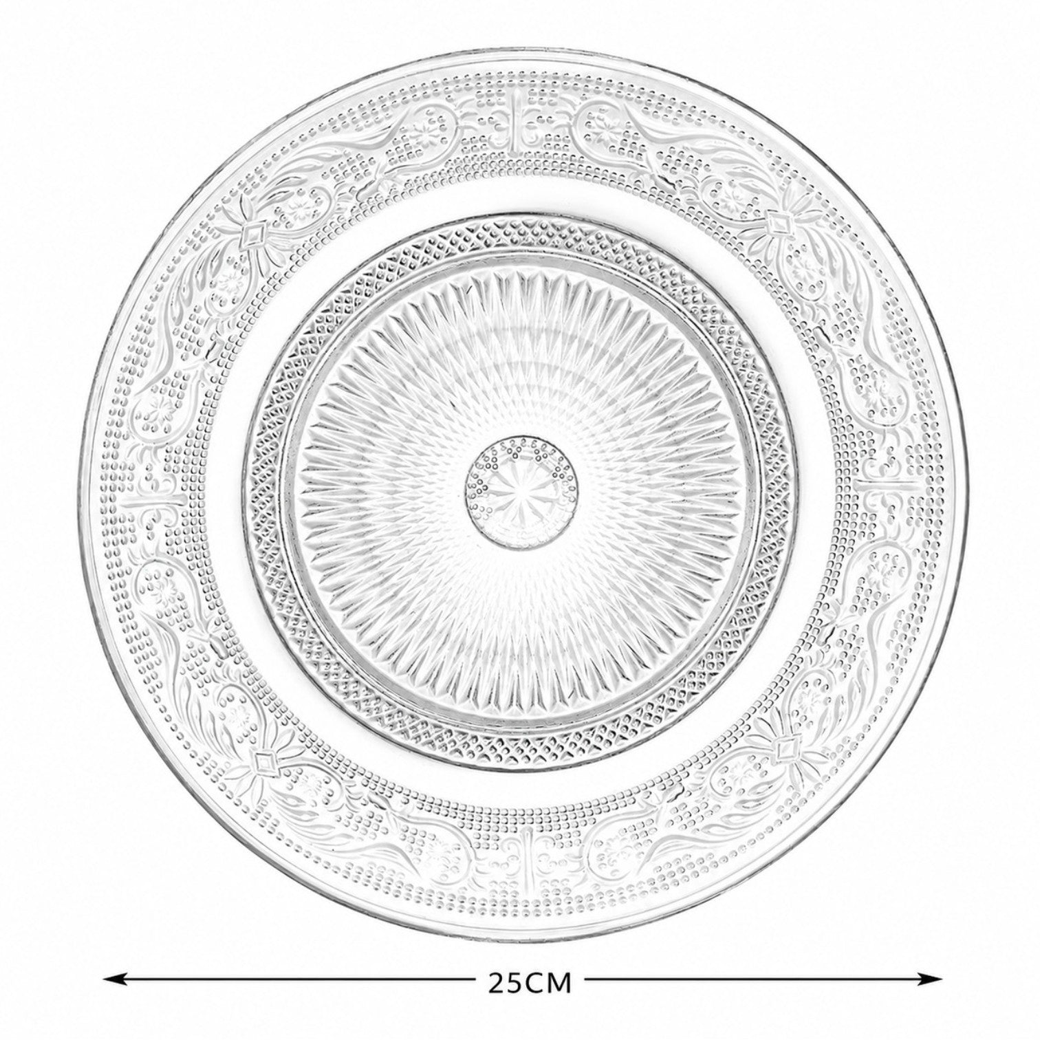 Farfurie Plată 25cm, din Sticlă 3/set, Transparenta