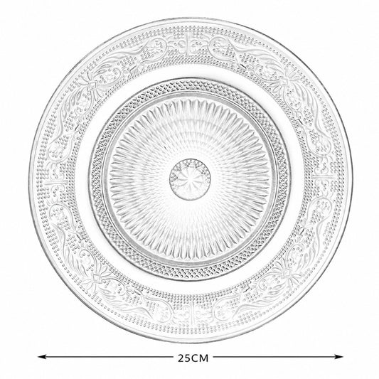 Farfurie Plată 25cm, din Sticlă 3/set, Transparenta