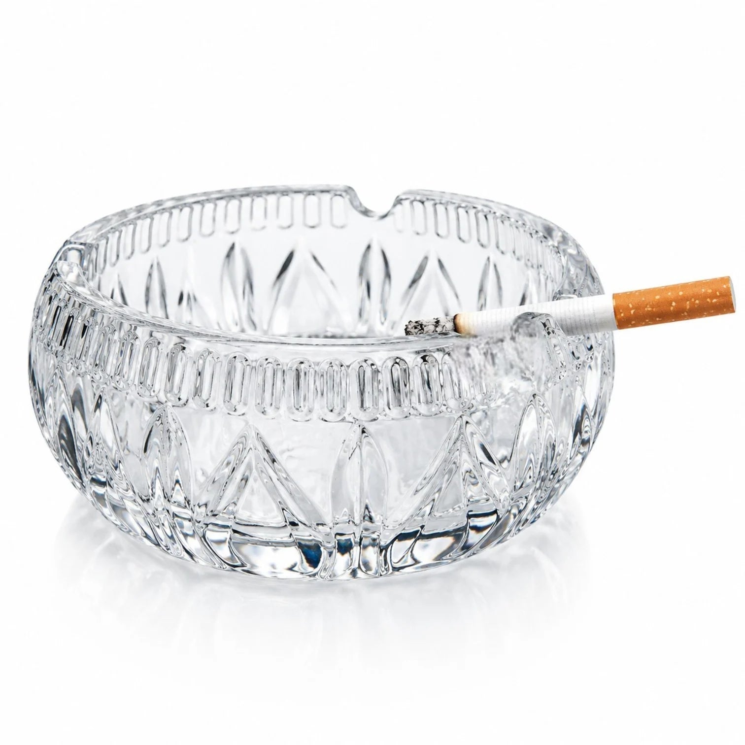 Scrumieră din Sticlă 10x4cm, Model Cristal, Transparentă
