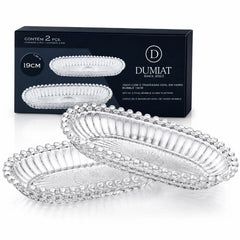 Platou Oval 19x8.5cm, din Sticlă 2/set, cu Margini Perlate, Transparent