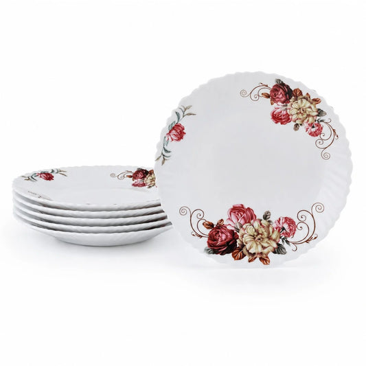Farfurie din Opal 6/set, Model Floral 24cm