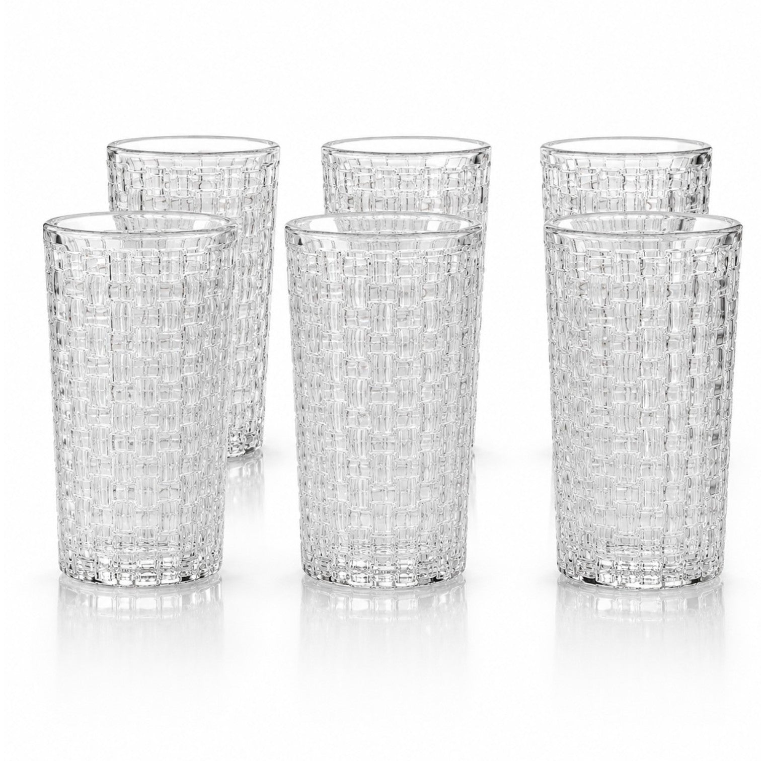 Pahar din Sticla 13.5x7cm, Transparent 6/set, cu Model Tip Cristal