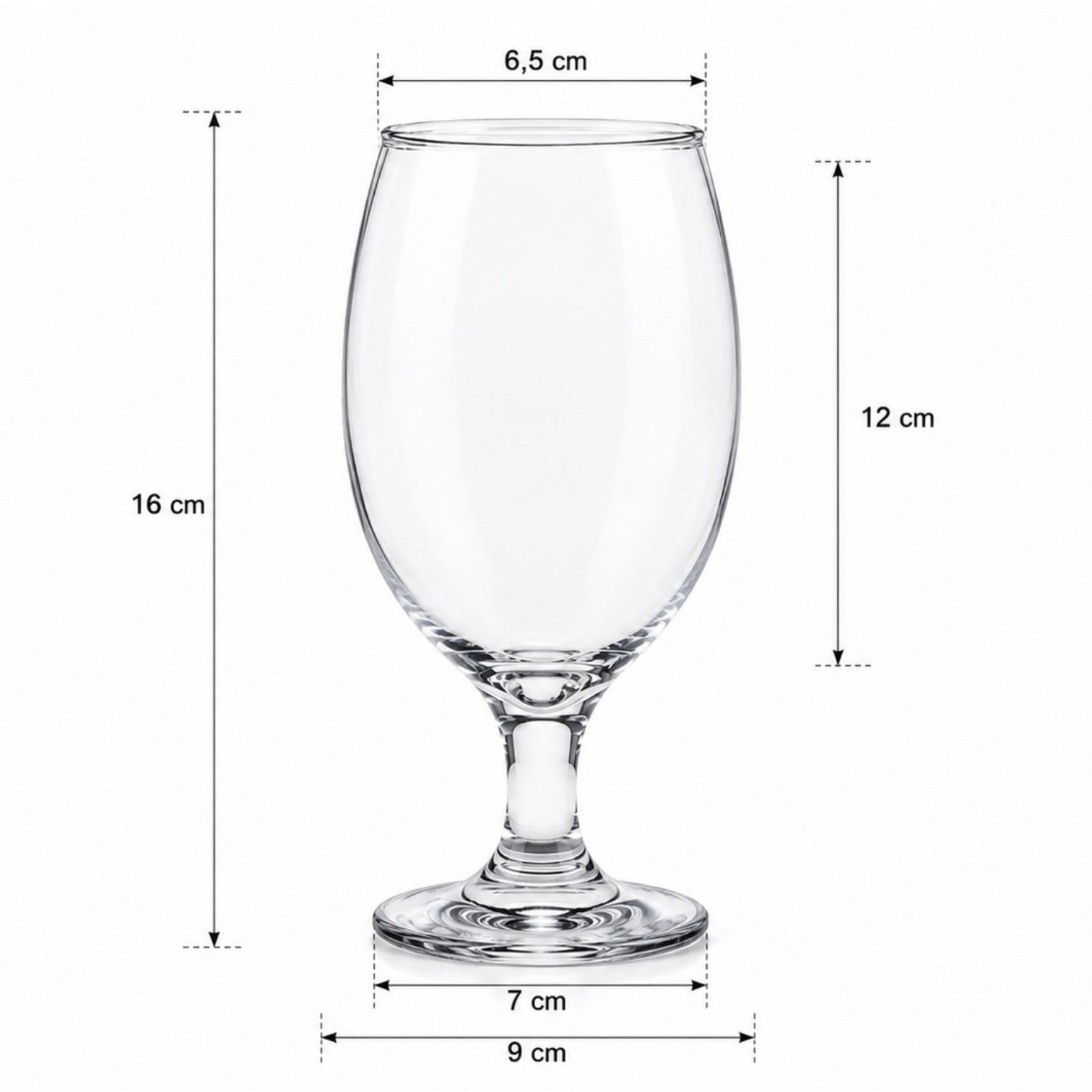 Pahar cu Picior 16cm, din Sticla 6/set, Transparent