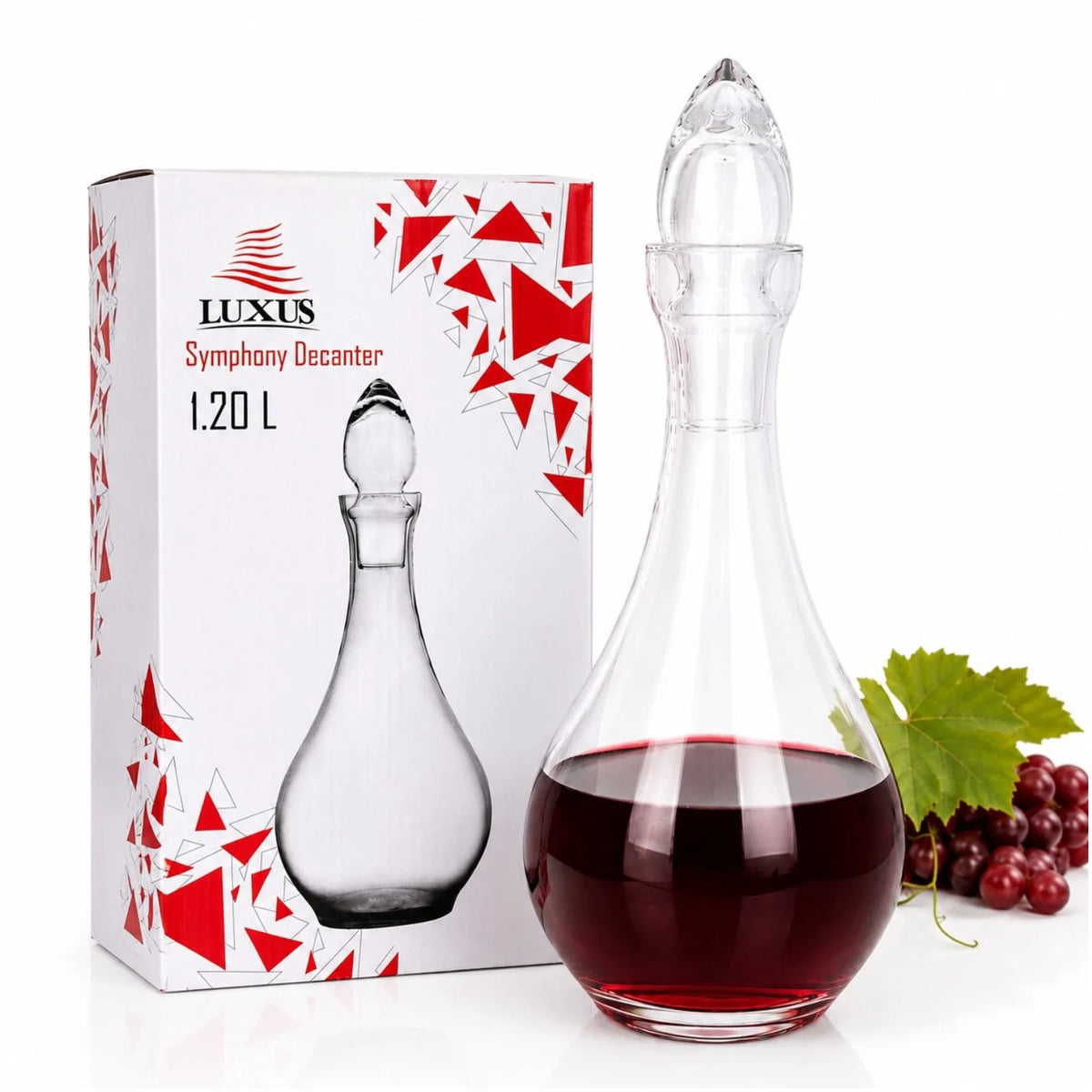 Decantor din Sticla 1.20L, cu Dop 33cm Transparent, pentru Vin si Bauturi