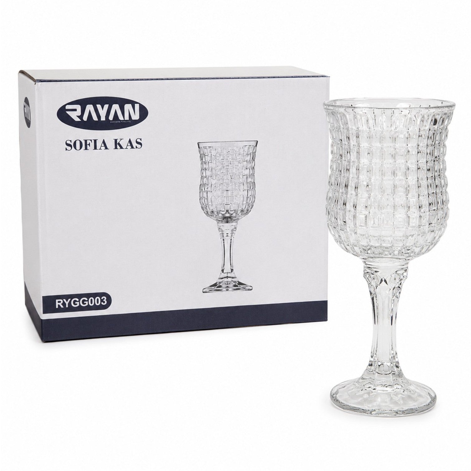 Pahar cu Picior 6/set din Sticla, 15.5cm, Model Cristal, Transparent