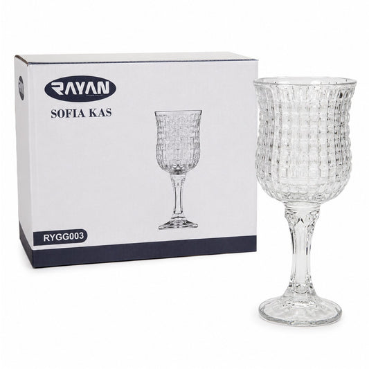 Pahar cu Picior 6/set din Sticla, 15.5cm, Model Cristal, Transparent