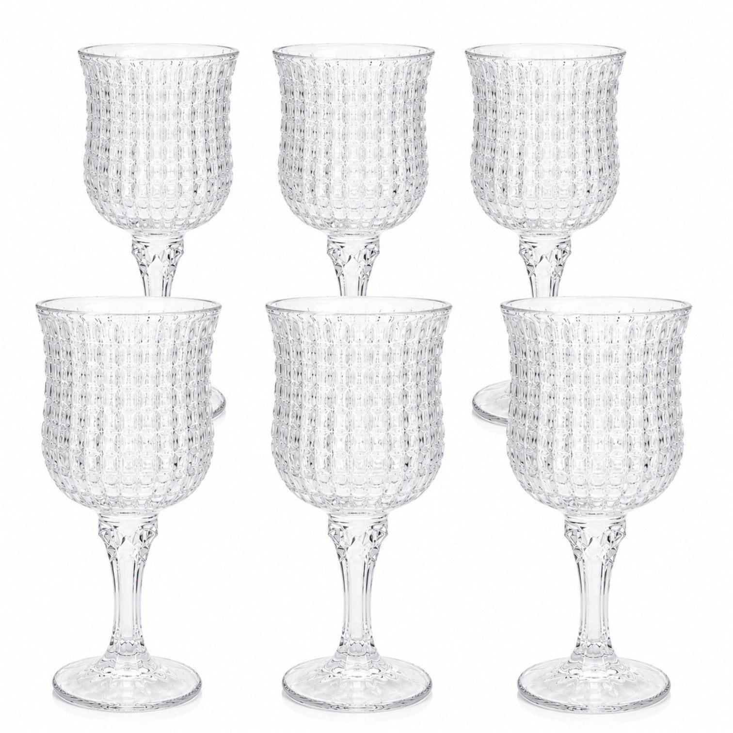Pahar cu Picior 6/set din Sticla, 15.5cm, Model Cristal, Transparent