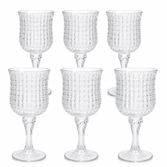 Pahar cu Picior 6/set din Sticla, 15.5cm, Model Cristal, Transparent