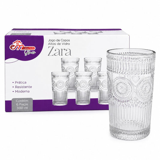 Pahar din Sticla 6/set, Model Cristal 12.5cm, Transparent