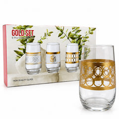 Pahar din Sticla 6/set, Model Gold 13cm Transparent