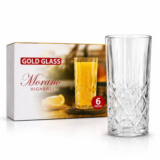Pahar din Sticla 6/set, Model Cristal 13cm, Transparent