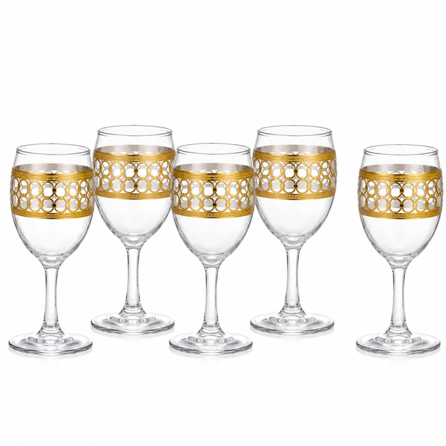 Pahar cu Picior 6/set, din Sticla, 15cm Model Gold, Transparent