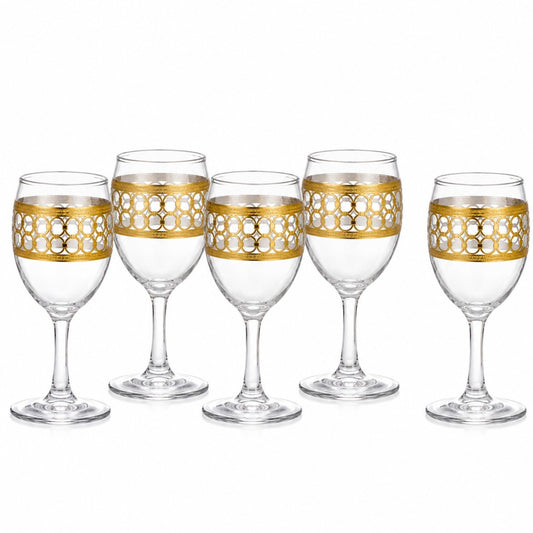 Pahar cu Picior 6/set, din Sticla, 15cm Model Gold, Transparent
