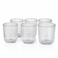 Pahar din Sticla 250ml, 6/set, Model Striat 9x7.5cm, Transparent