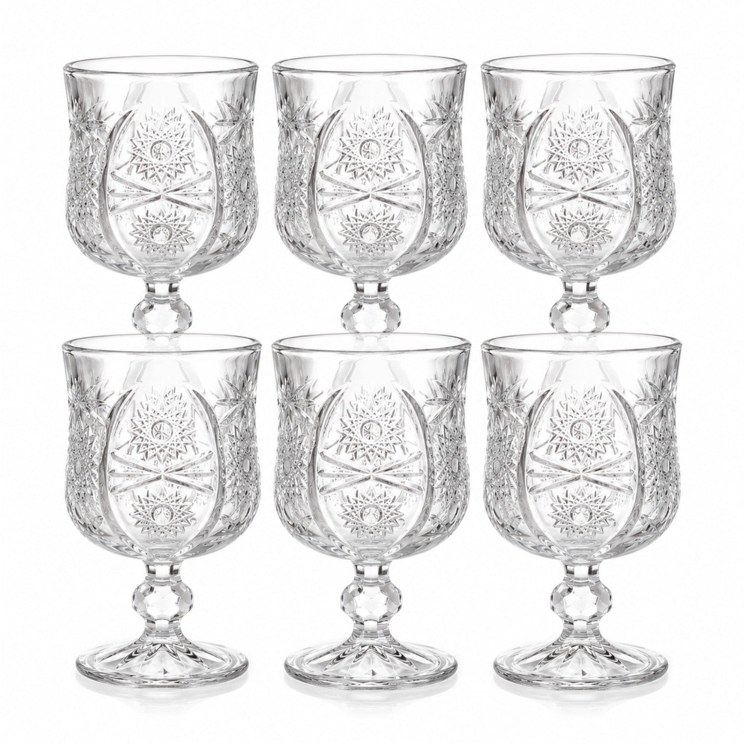 Pahar cu Picior 6/set, din Sticlă 11.5x7cm, Model Cristal Transparent