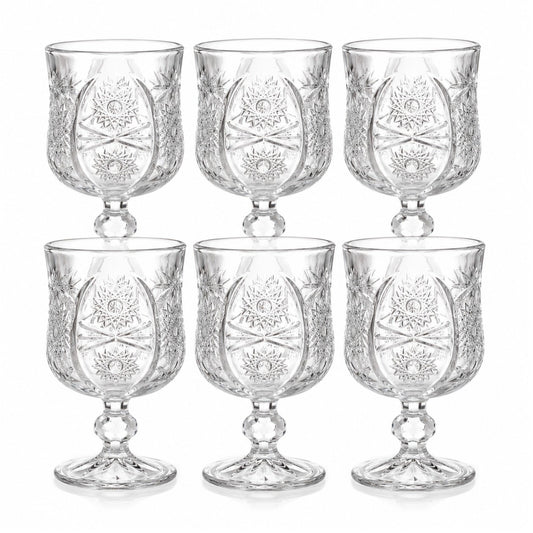 Pahar cu Picior 6/set, din Sticlă 11.5x7cm, Model Cristal Transparent