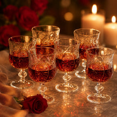 Pahar cu Picior 6/set, din Sticlă 11.5x7cm, Model Cristal Transparent