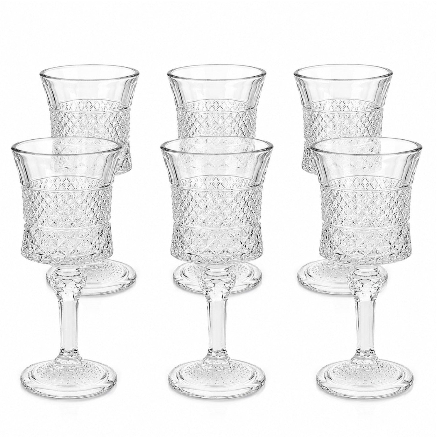 Pahar cu Picior 6/set, din Sticlă 15.5cm, Model Cristal, Transparent