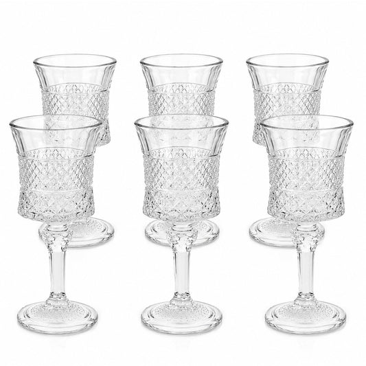 Pahar cu Picior 6/set, din Sticlă 15.5cm, Model Cristal, Transparent