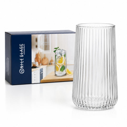 Pahar din Sticlă 6/set, Model Striat 13cm, Transparent