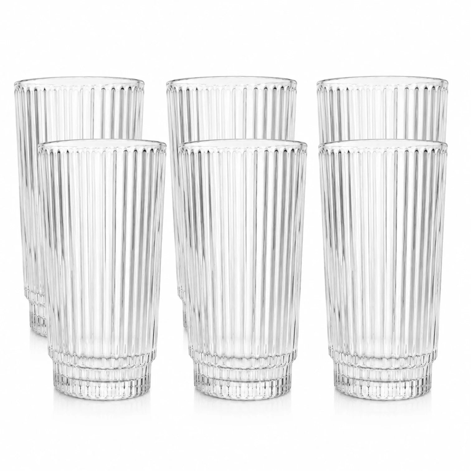 Pahar din Sticlă 6/set, 12cm, Model Striat, Transparent