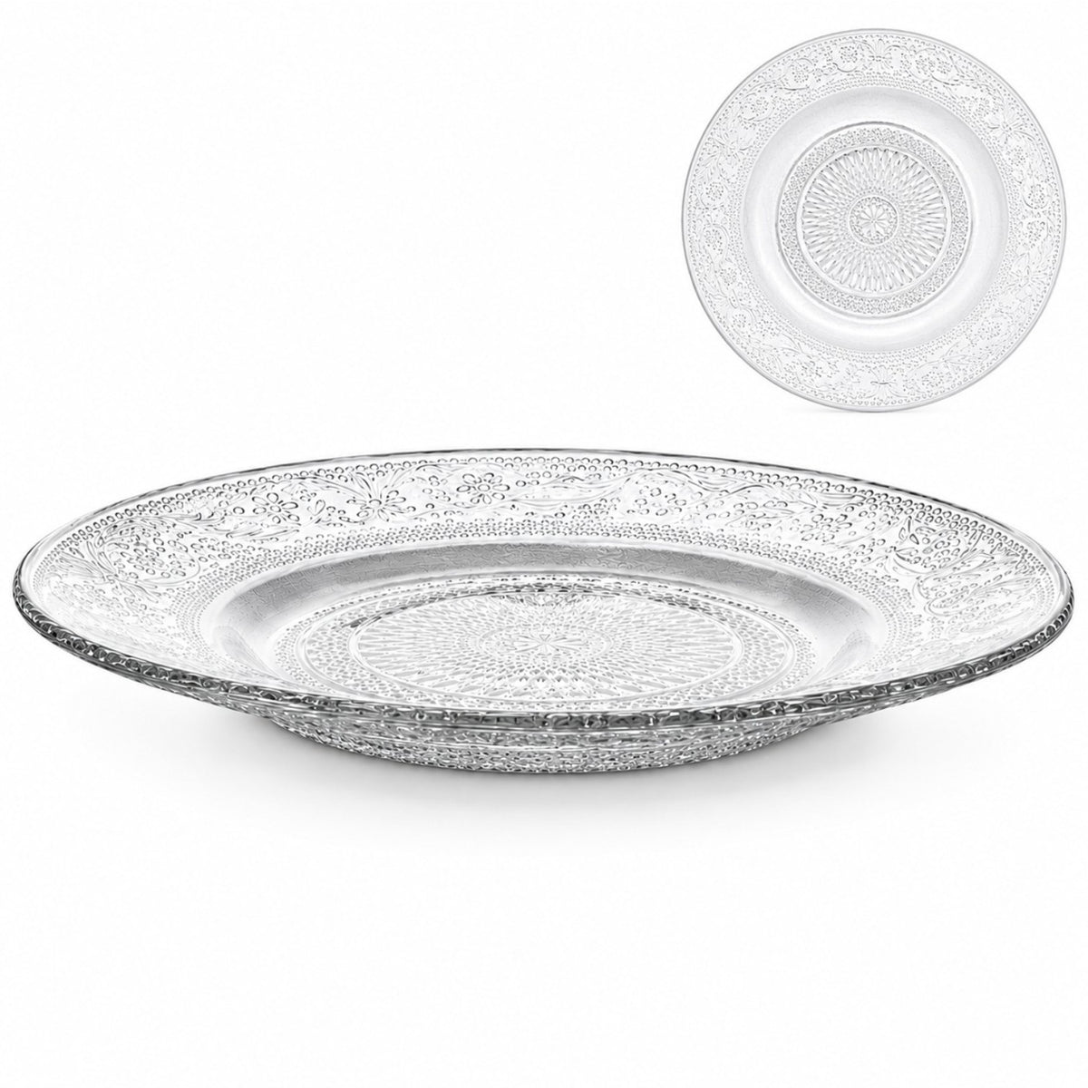 Farfurie din Sticlă 6/set, cu Model Cristal 18cm, Transparenta