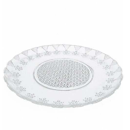 Farfurie din Sticlă 6/set, Model Floral Cristal 17.5cm, Transparent